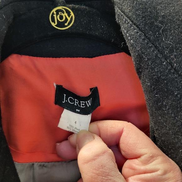 J. Crew Black Pea Coat with Red Lining - Picture 4 of 5